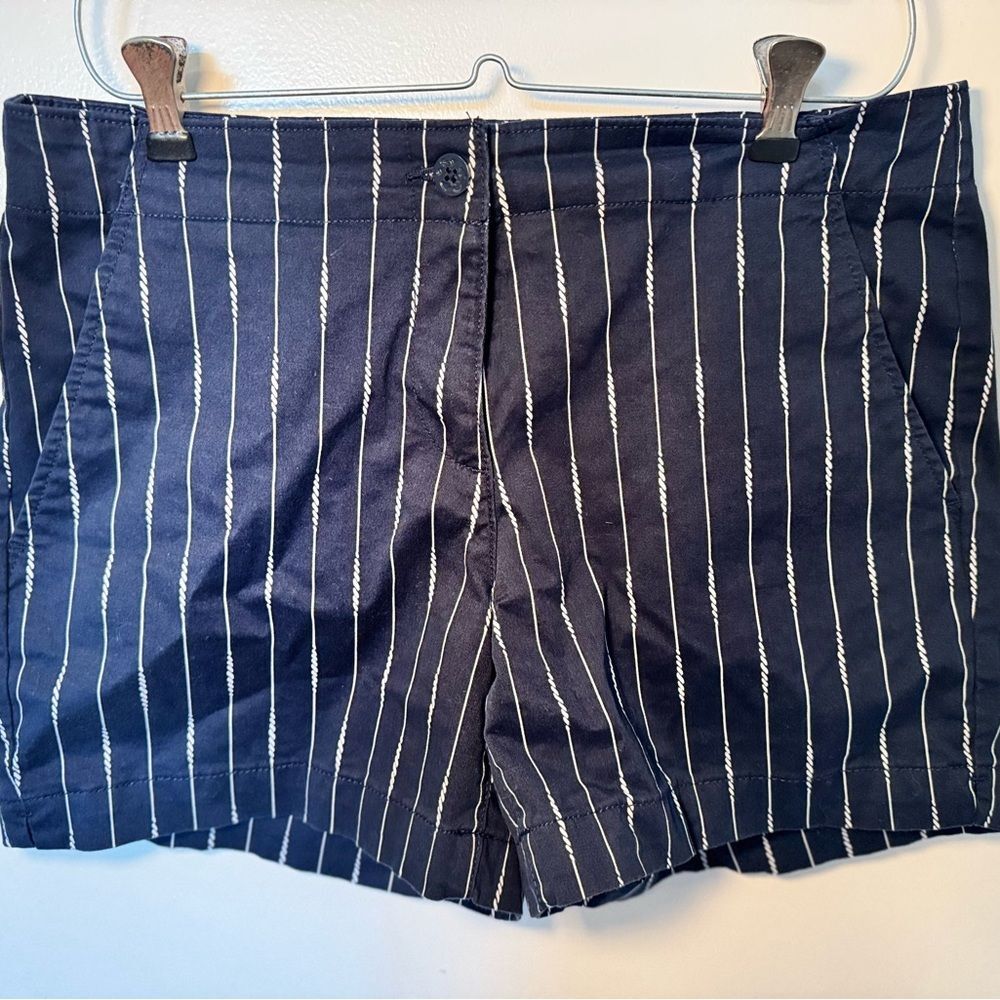 Nautica Natutical Pinstriped Boating Chino Shorts Navy Size 10